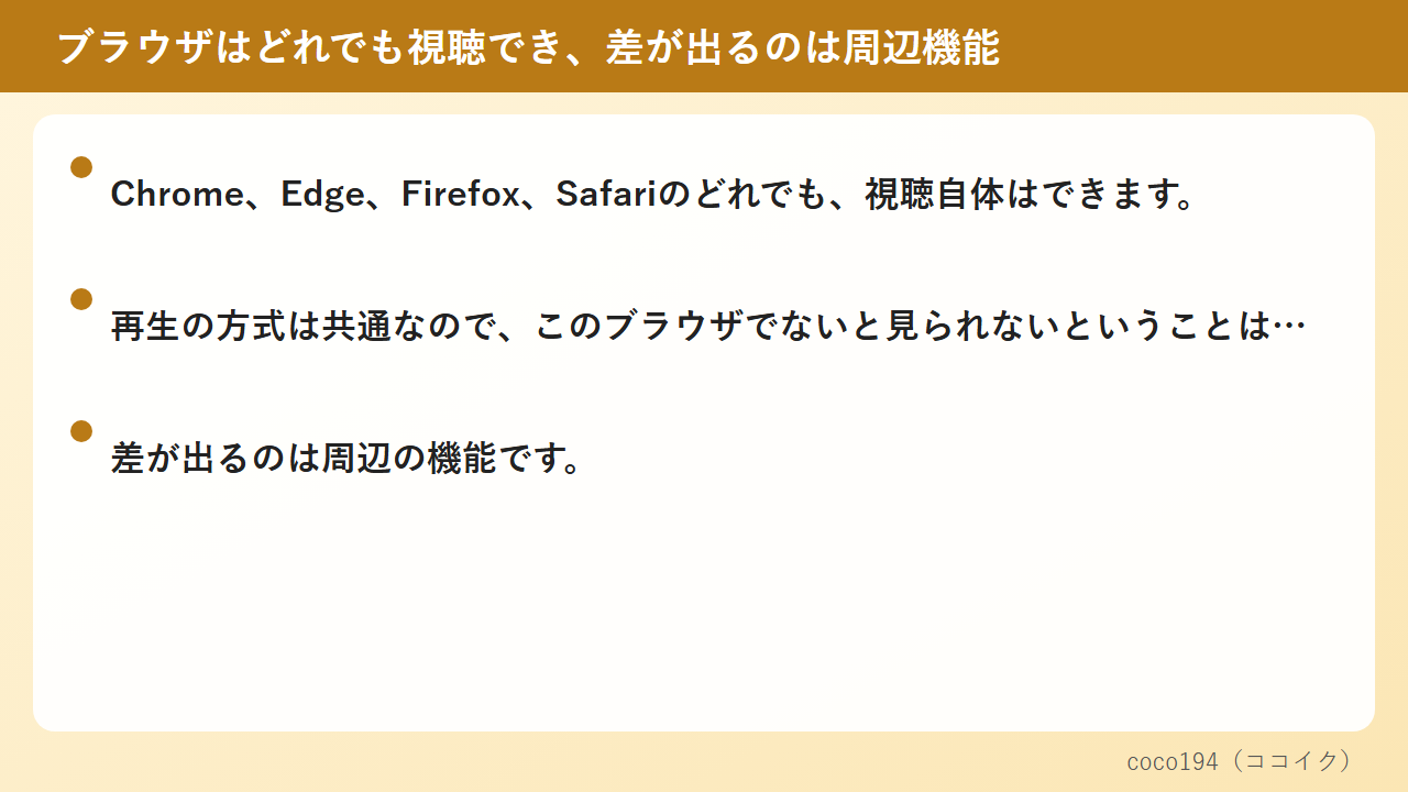 ブラウザは今使っているもので試せば十分