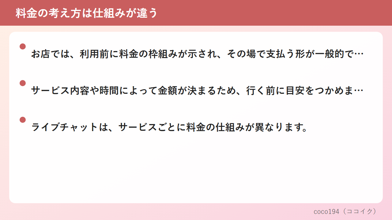 料金の考え方は仕組みが違う